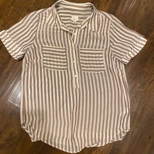 A New Day Women striped button shirt top blouse size small